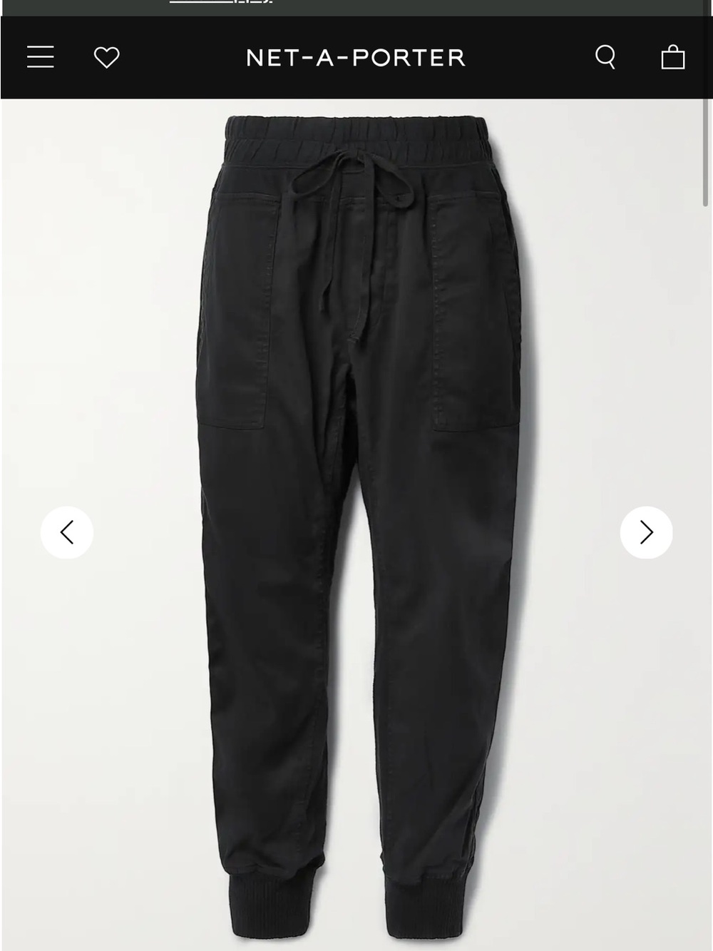 James Perse Black Ankle Tie-Waist Jogger Pants